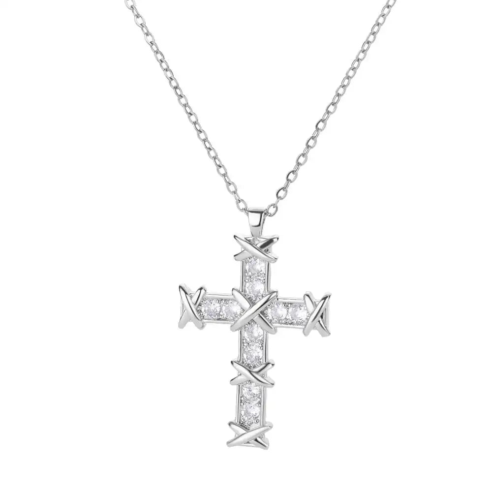 Goth Cross Jesus Pendant Necklace for Women Stainless Steel Luxury Necklace Trend Couple Jewelry collares mujer free shipping