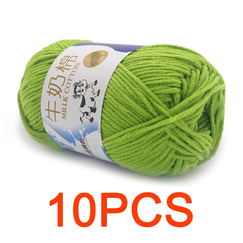 10 Pieces Milk Cotton Knitting Yarn Soft Warm Yarn for Hand Knitting and Crochet Projects