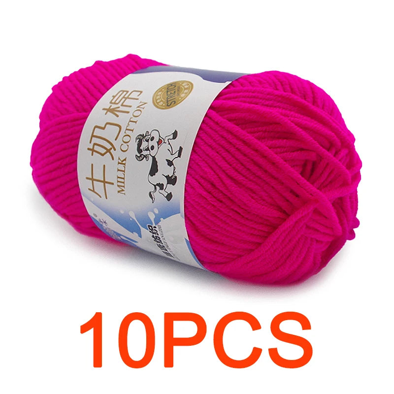 10 Pieces Milk Cotton Knitting Yarn Soft Warm Yarn for Hand Knitting and Crochet Projects