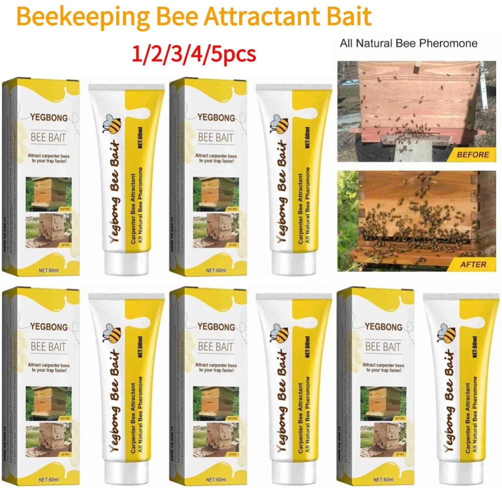 60ML Bee Bait Bee Swarm Commander Lure Bait Bee Cage Trap Kit Beekeeper Tools Beekeeping Bee Attractant Bait 1/2/3/4/5pcs