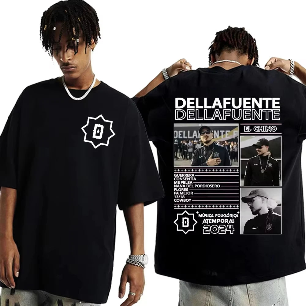 Rapper Dellafuente Tour Cover Graphic Men Cotton Short Sleeve T Shirts Harajuku Hip Hop Punk Oversized Casual Sports Unisex Tops
