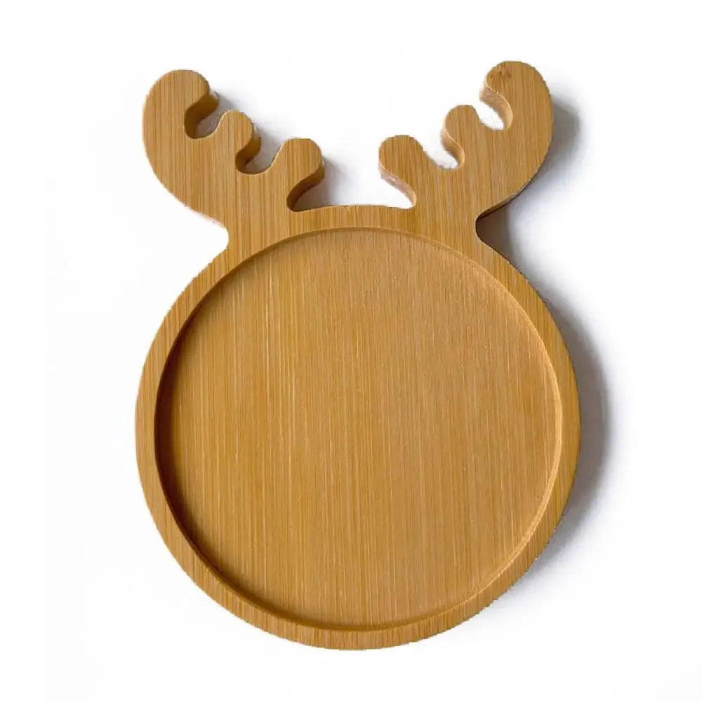 Bamboo Wood Flowerpot Tray Gift Multi-purpose Five-pointed Star Coaster Cartton Cat Deer Rectangle Oval Succulents Bonsai Holder