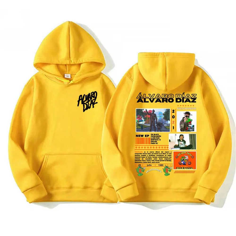 Rapper Alvaro Diaz Felicilandia Album Cover Hoodies Men Women Harajuku Hip Hop Oversized Sweatshirt Comfort Casual Fleece Hoodie