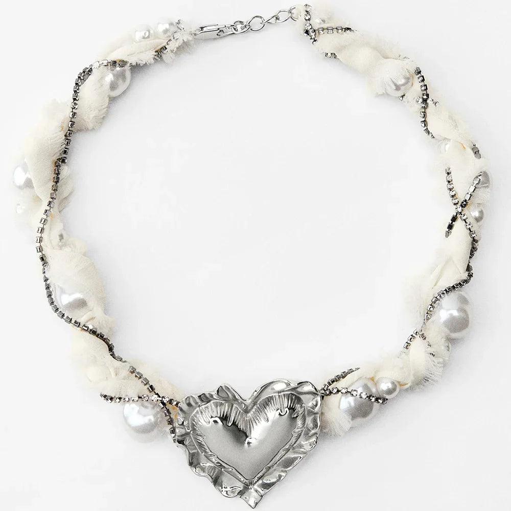 Vedawas 2024 New Alloy flower stone beaded necklace,Exaggerated Elegant Banquet Weedding Women Accessories
