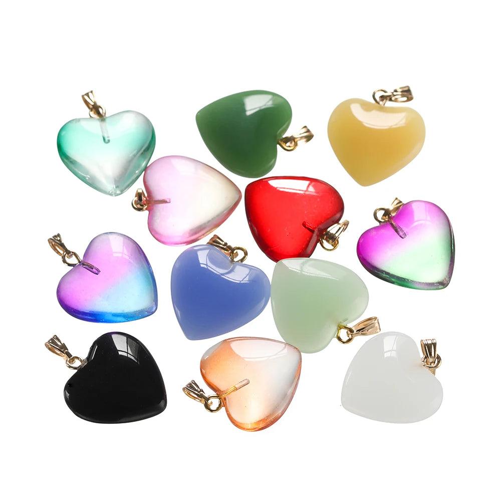 10Pcs 20x22mm Czech Lampwork Crystal Glass Heart Beads Charms pendant DIY Handmade Jewelry Making Necklaces Earrings Supplies