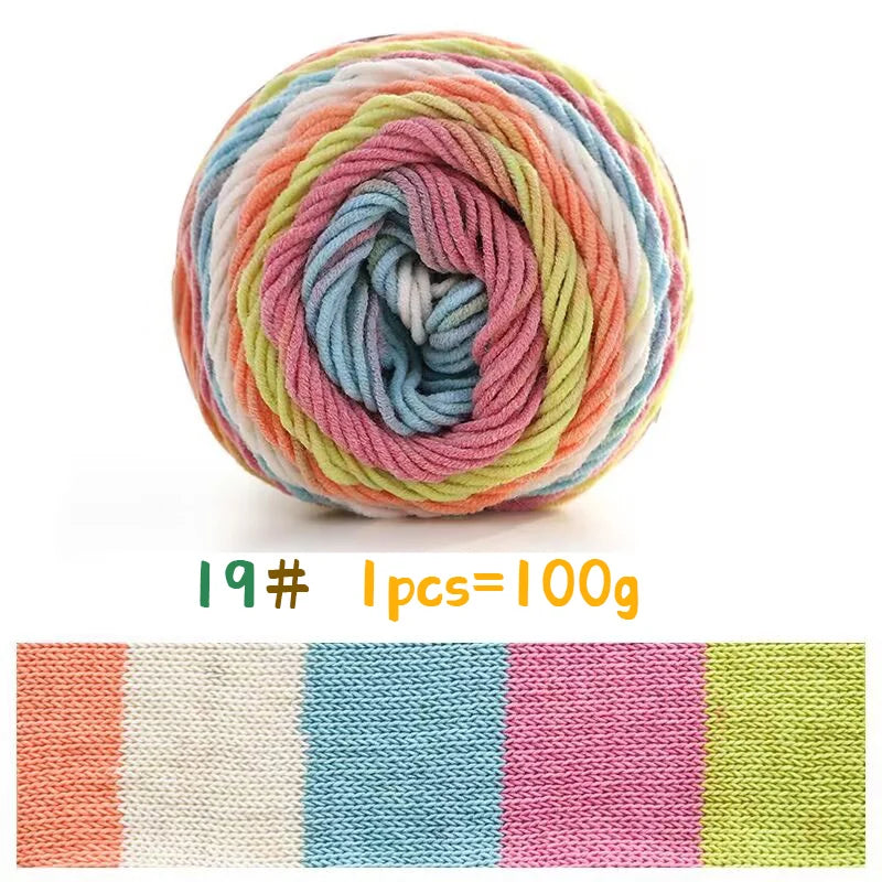 Rainbow Colorful Cotton Yarn Ball For Handwoven Projects