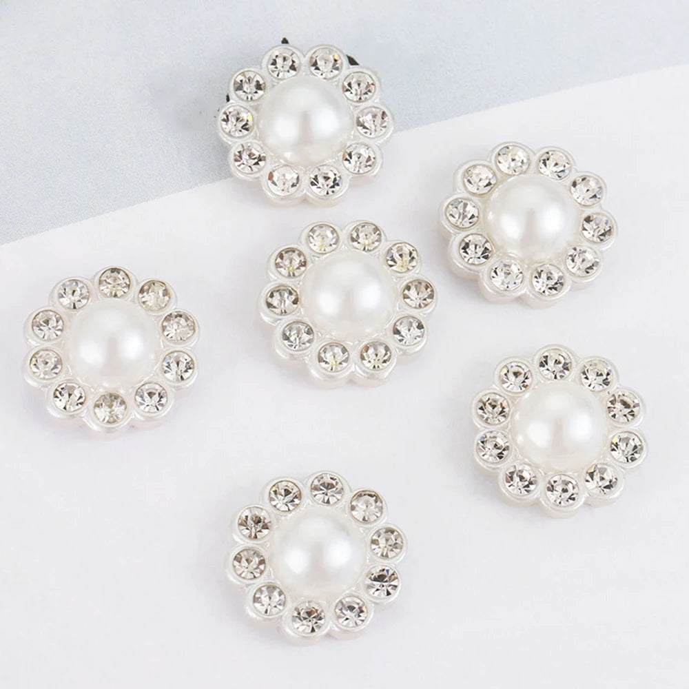 50pcs Rhinestone Flatback Cabochon Base White Imitation Pearl Beads Bowknots Hair DIY Accessories