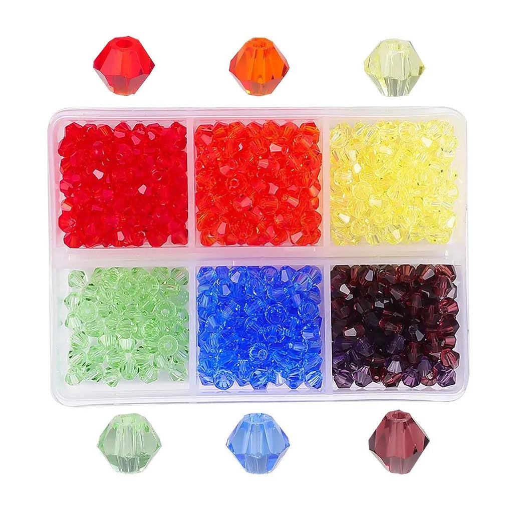 600pcs DIY Handmade Beaded Material 4mm Crystal Diamond Bead Pointed Bead Bracelet Making Jewelry Accessories Set Beads