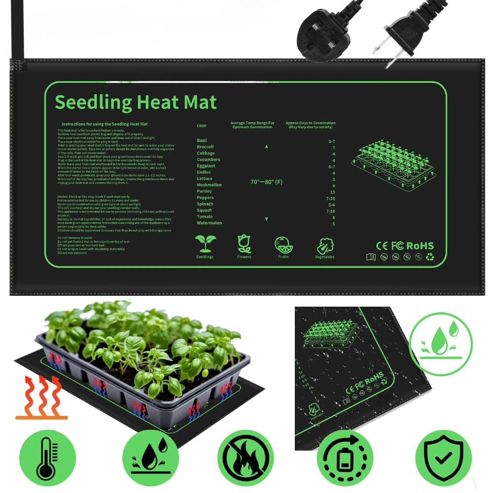 Waterproof Seedling Heat Mat Durable Plant Seed Warm Pad Warm Hydroponics Heating Quilt Mat for Germination Gardening Greenhouse