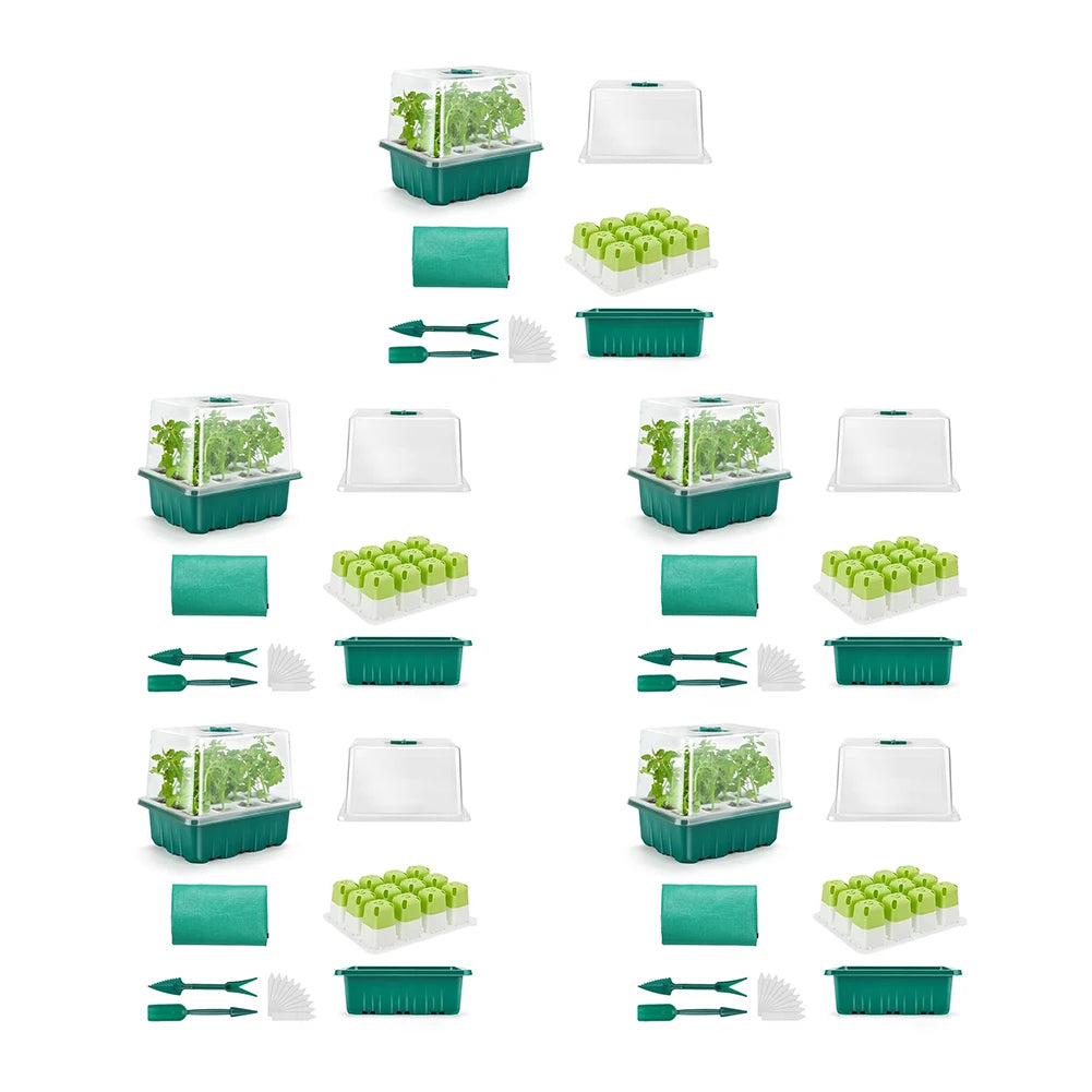 12 Holes Seed Starter Tray Soft Silicone Seedling Dish Breathable Reusable Thickening Plant Growth Tray Box for Indoor Garden