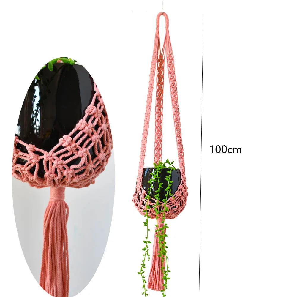 Hot sale handmade boho style macrame  plant pot holder indoor window flower pot hanger