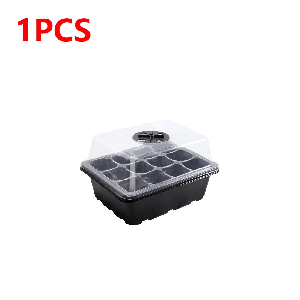 1-5Pcs Stackable Greenhouse Germination Tray with Humidity Dome 12 Holes Plant Grow Nursery Seedling Trays Garden Tools