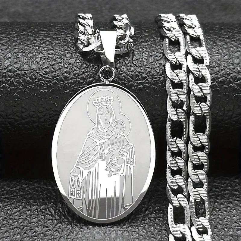 Classic Virgin Mary Pendant Necklace for Women Men Stainless Steel Gold Plated Catholic Mother Mary Necklaces Jewelry NZZZ140S05