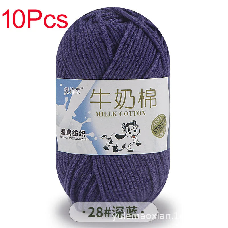 10 Piece Milk Cotton Yarn Knitting Wool for Hand Knitting and Crochet Soft Yarn for Scarves Hats and Sweaters