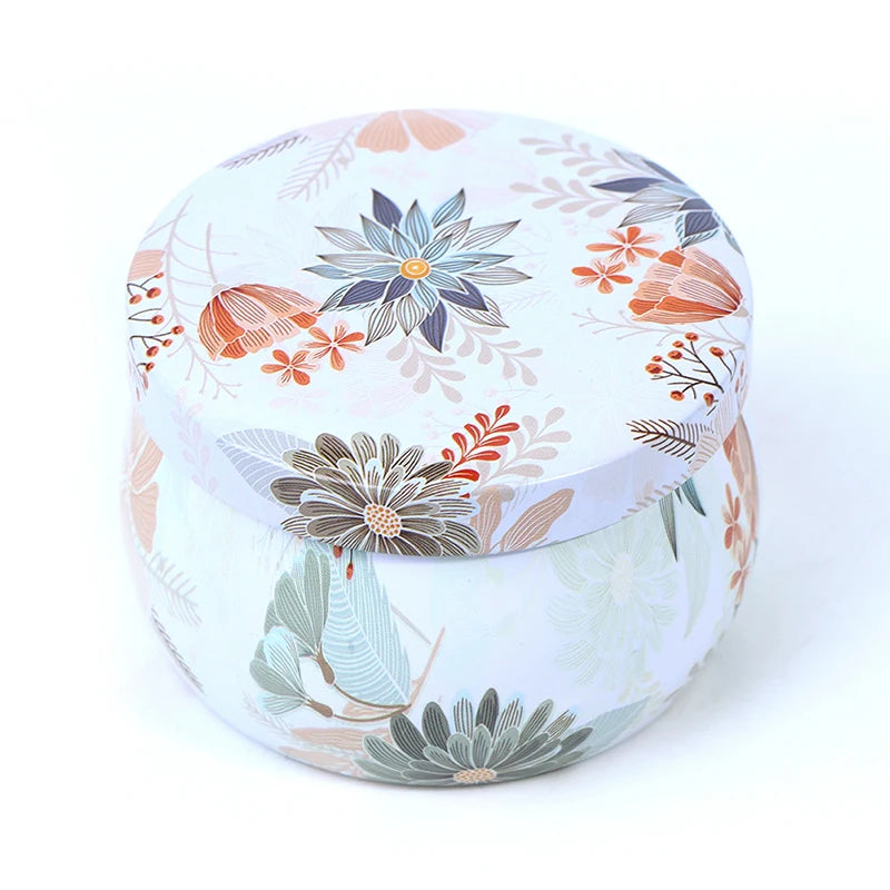 Ethnic Style Metal Tin Box Scented Candle With Candle Jar Retro Tin Box Dried Flower Scented Candle Home Decoration Wedding Gift