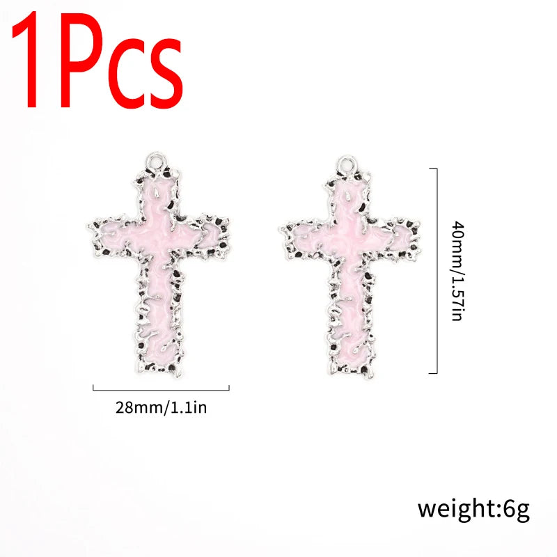 1Pc Mixed Gothic Jewelry Combination Imitation Enamel Irregular Cross and Coffin Cross Pendant Necklace Bracelet Earrings Jewel