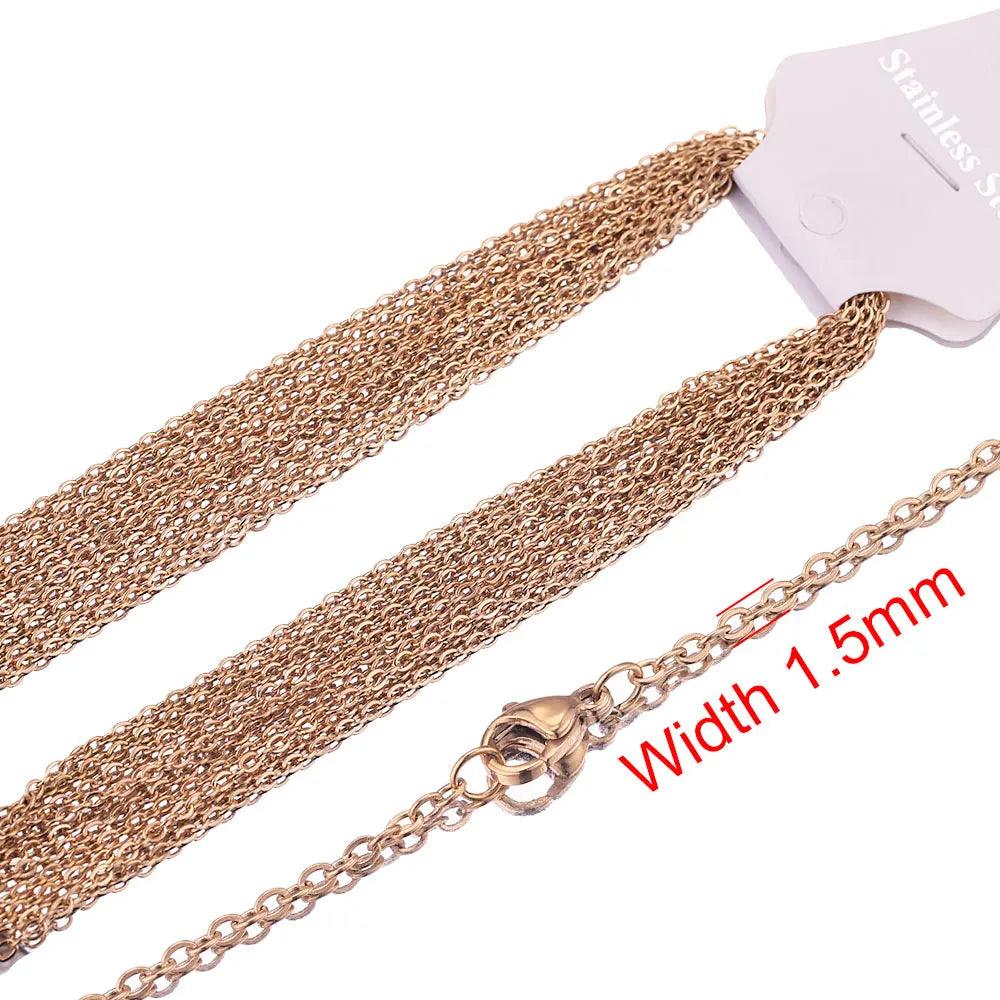 10pcs Stainless Steel Necklace Cuban Chains Hypoallergenic Rolo Link for DIY Jewelry Making