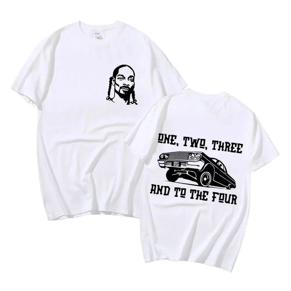 Snoop Dogg Cotton Hip Hop Style T Shirt One Two Three And To The Four Men's Streetwear Fashion