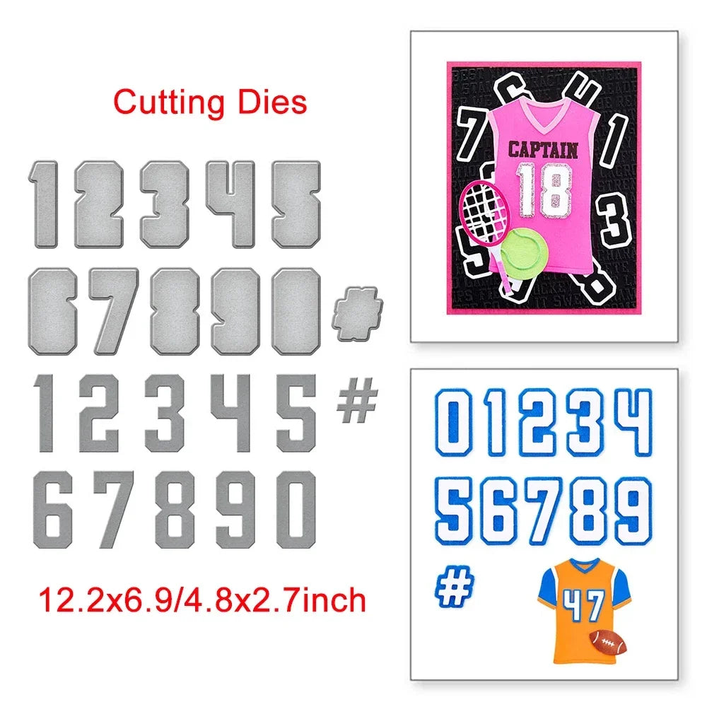 Sports Baseball Jersey Numbers Metal Cutting Dies Stitched ABCs Alphabet Die Stamp Set for Scrapbooking and Card Making
