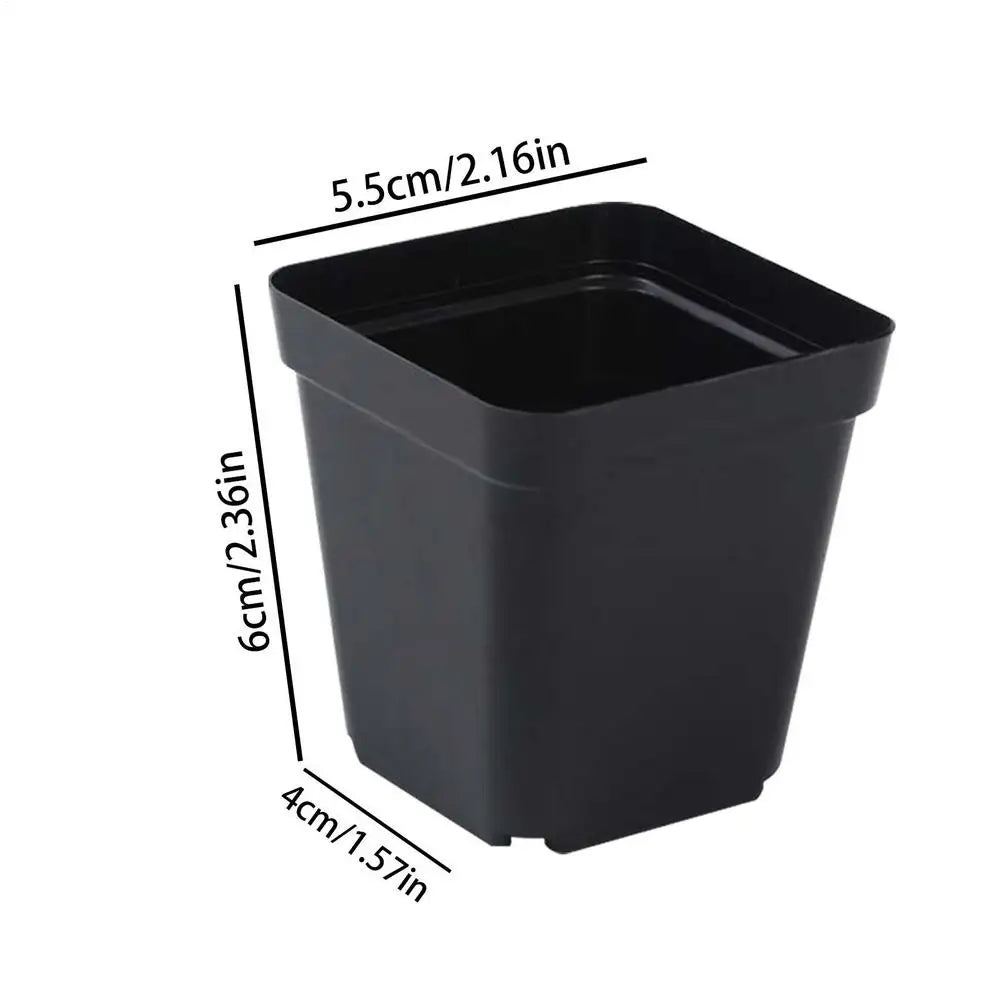 50pcs Starter Pots Plant Nursery Pots Seed Starting Pots Plastic Flower Plant Container Seedling Cups Square Black Seedling Pots