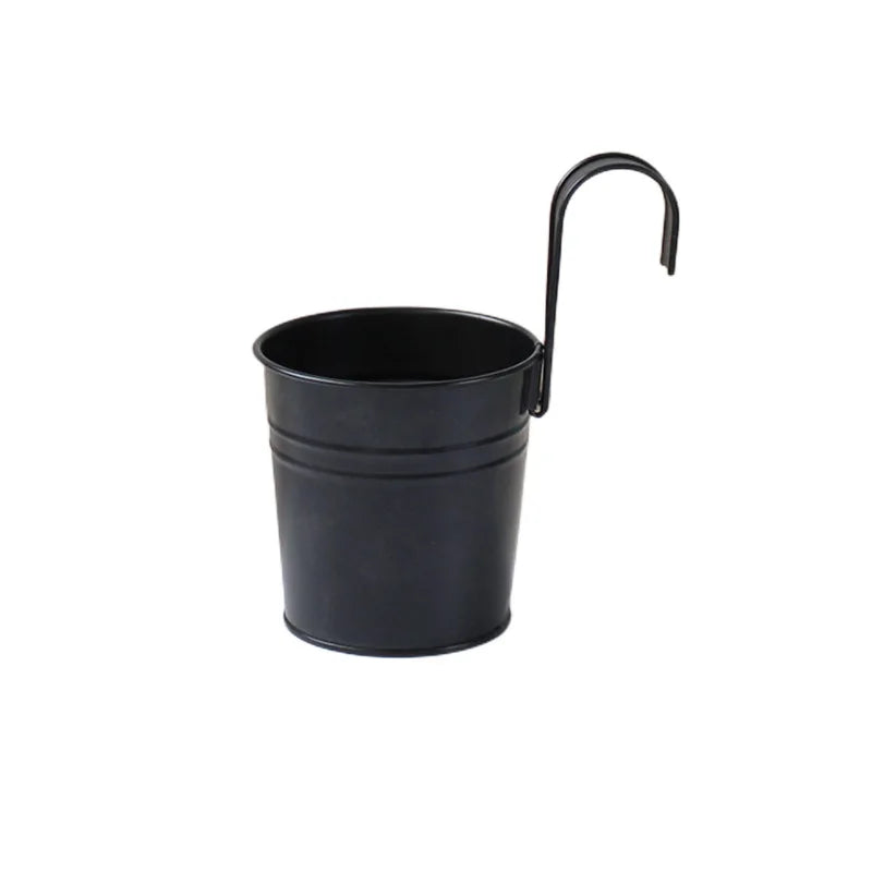 10 Colors Metal Iron Flower Wall Hanging Flower Plants Pot Hook Bucket Tin Garden Planter Pots Balcony Hanging Succulent Basket