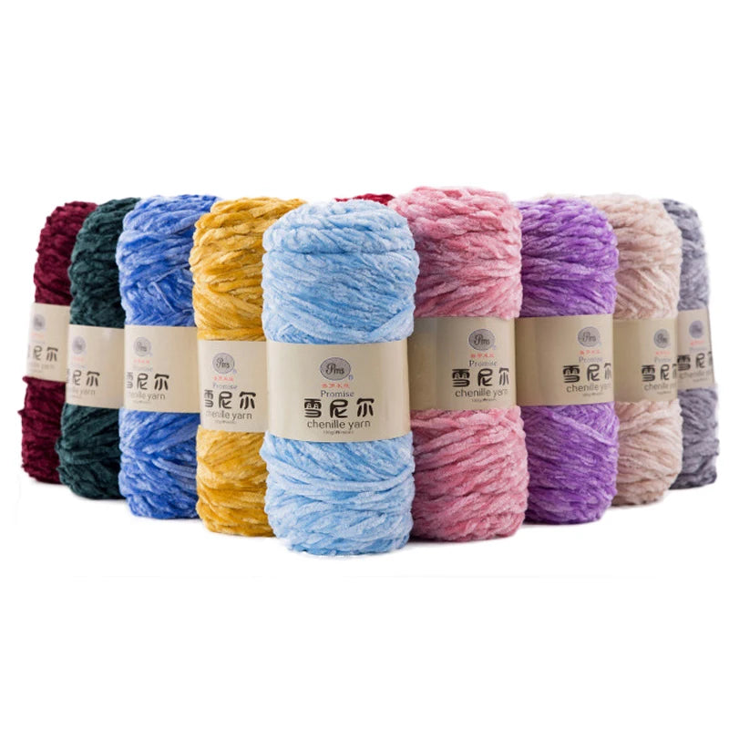 DIY Soft Chenille Yarn for Knitting and Crochet 100g 130M Polyester Velvet Amigurumi Dolphin Baby Plush
