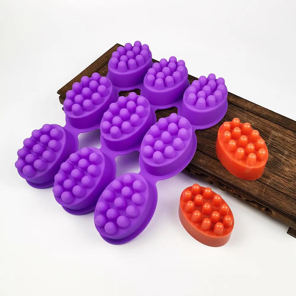 Silicone Soap Molds DIY Handmade Massage Therapy Bar Making Tools 3D Oval Shape Essential Oil Aromatherapy Resin Crafts Mould