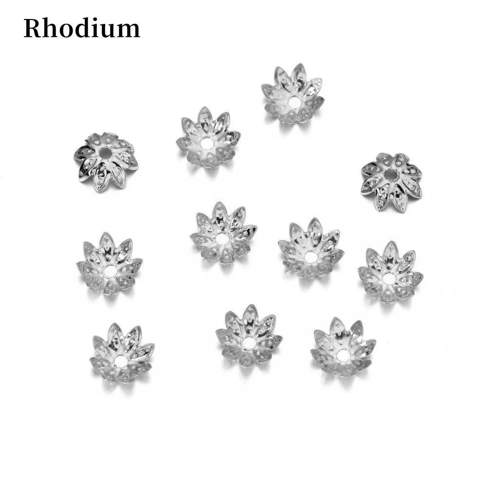 100pcs/Lot 8 10 mm  Lotus Flower Metal Loose Spacer Bead Caps Cone End Beads Cap Filigree For DIY Jewelry Finding Making