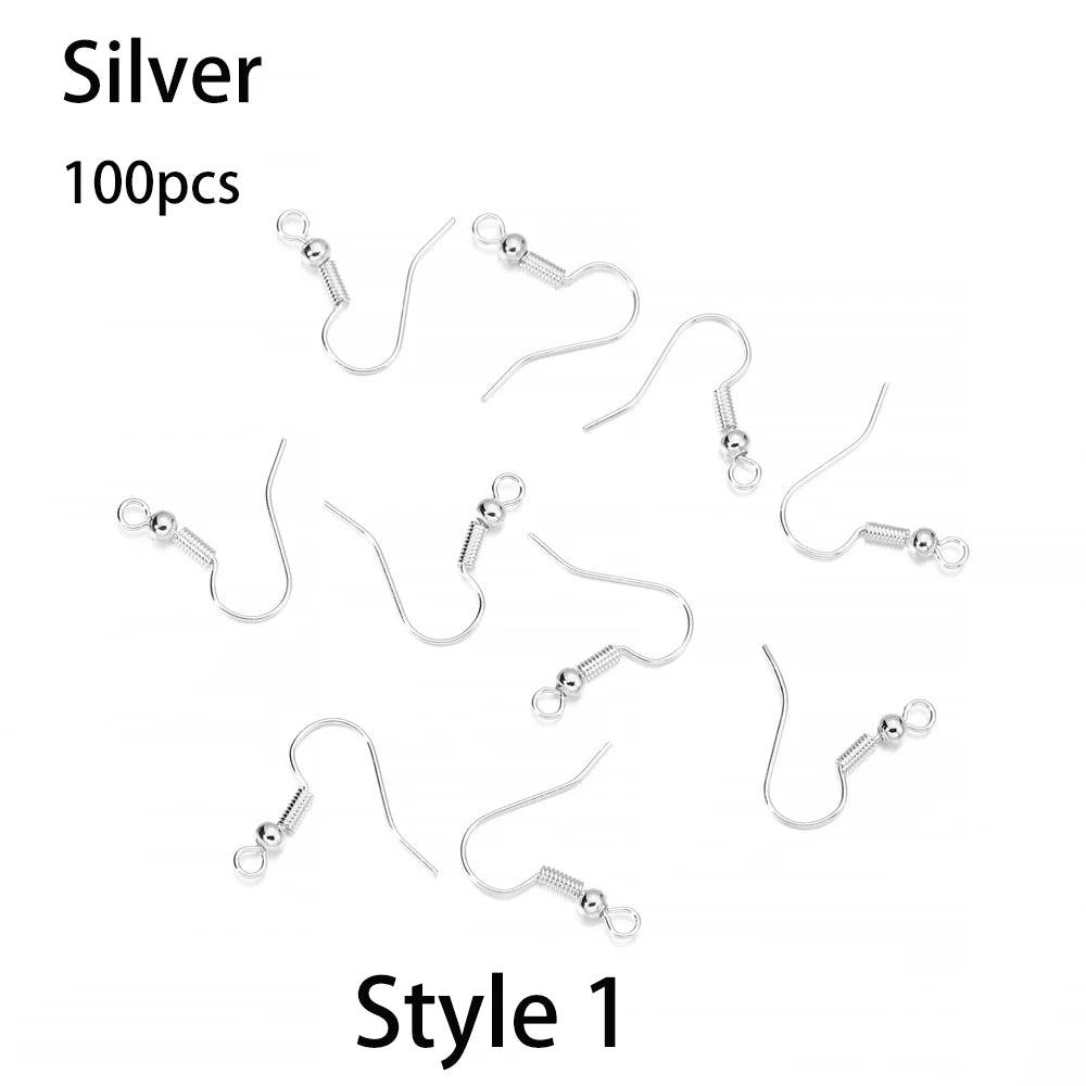 20-100pcs French Earrings Clasps Hooks Fittings DIY Jewelry Making Iron Hook Earwire Earring Findings Supplies