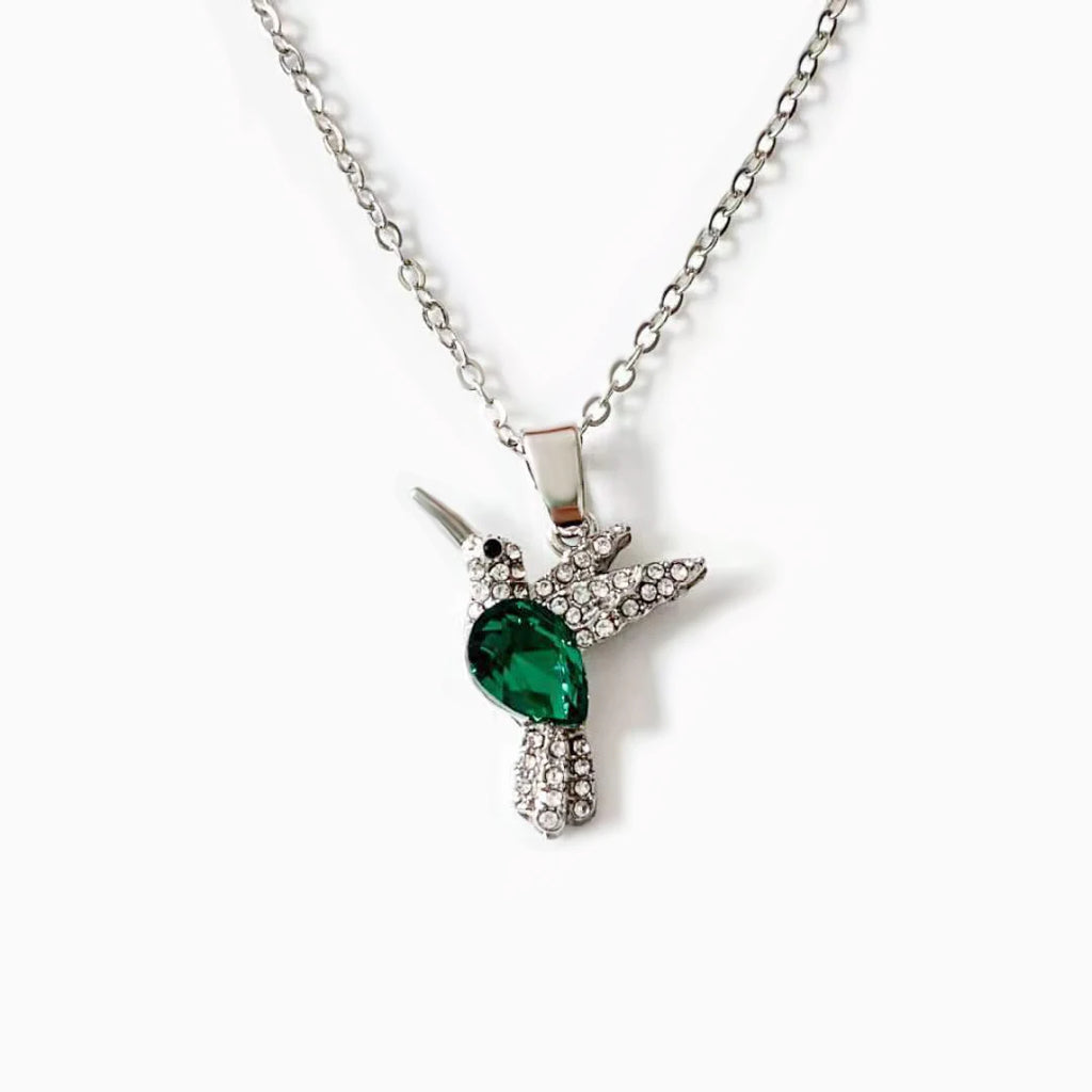 Fashion Crystal Hummingbird Pendant Necklace Exquisite Shiny Zircon Animal Choker Necklace for Women Wedding Party Jewelry Gifts