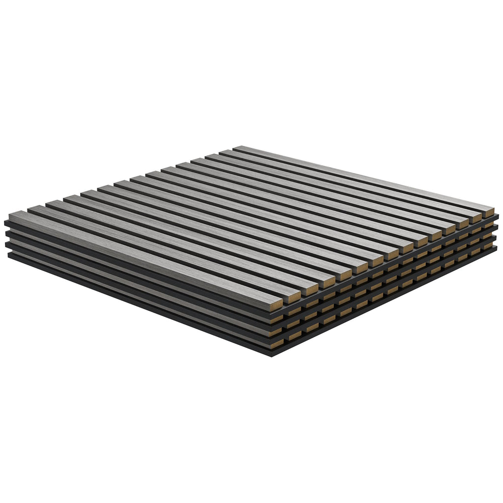 Acoustic Panels, 24"x24" Gray Wood Panels, 4-Pack, Sound Absorbing, Slat Wall Decor