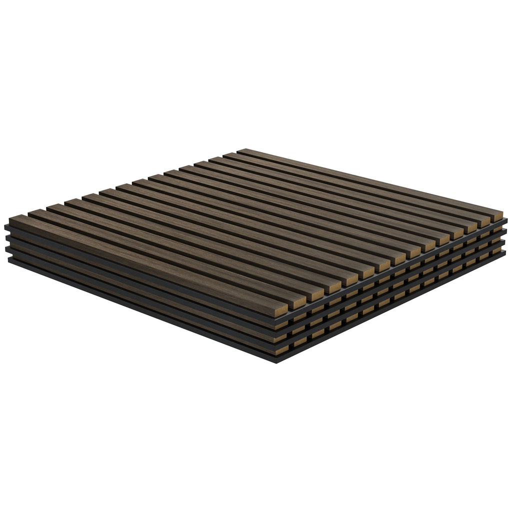 Acoustic Panels 4-Pack, 24"x24" Brown Wood Panels, Sound Absorbing, Slat Wall for Wall Decor