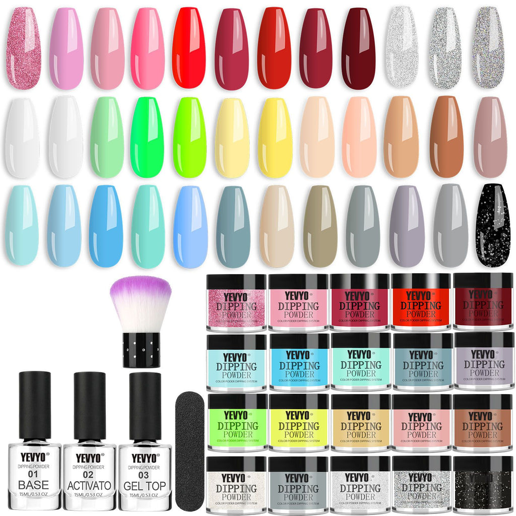 Acrylic Nail Kit Dip Powder Nail Kit Starter, 20 Colors Fast Dry Powder Nail Dipping kit, with Base & Top Coat Activator Dip Nail Kit for French Nail Art Manicure DIY