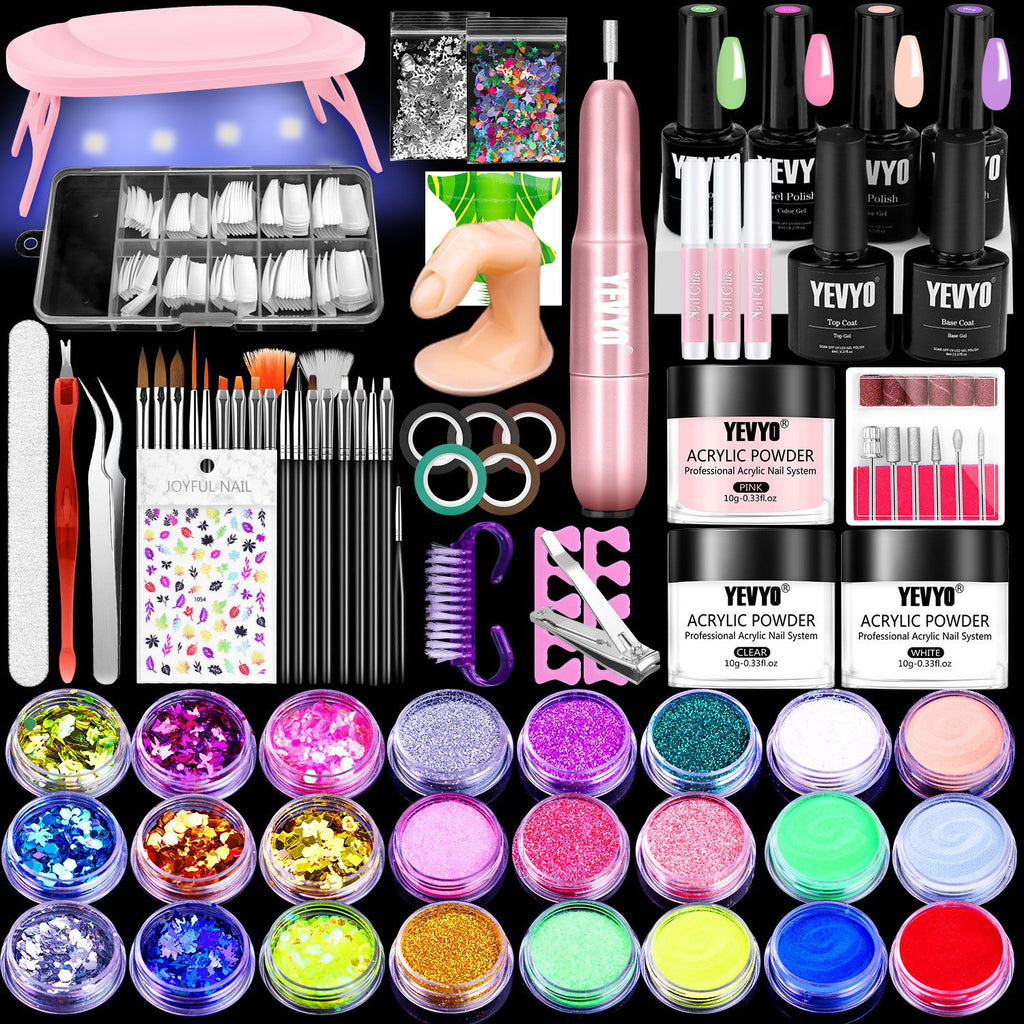 Acrylic Nail Kit with Drill, 4 Colors Gel Polish and UV Light Nail Kit, Birthday Gifts for Women, Valentines Day Gifts for Girl, Professional Nails Kit Acrylic Set with Everything for Beginners
