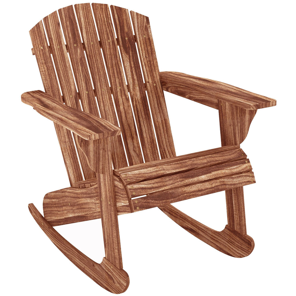 Adirondack Rocking Chair, Carbonized Wood Outdoor Lounge Fire Pit Seating with Slatted Design