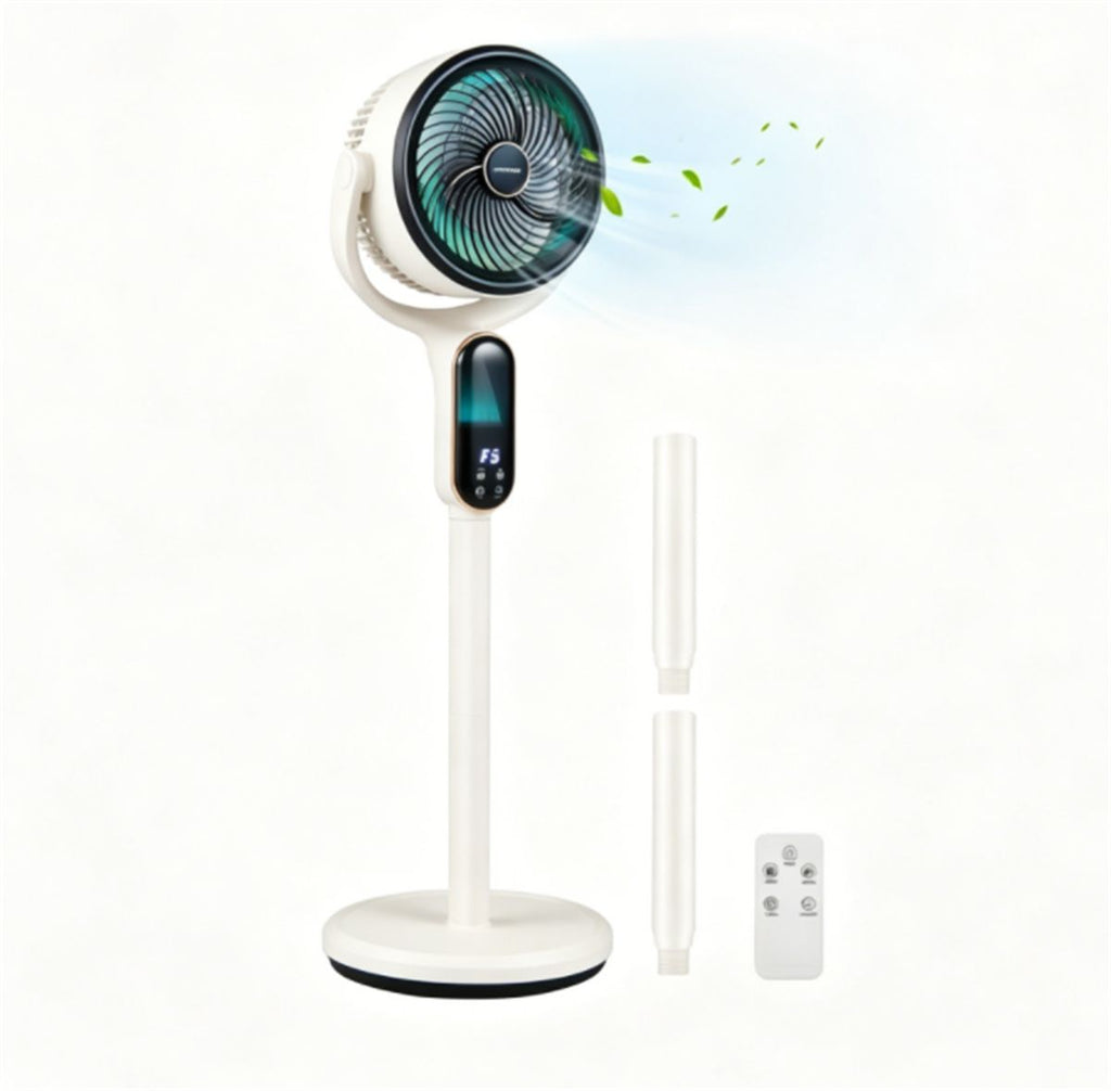 Adjustable Height Standing Fan with Remote Control, 8 Speed Quiet Floor Fan LED Touch Panel 12H Timer Oscillating Pedestal Fan for Home Bedroom Office