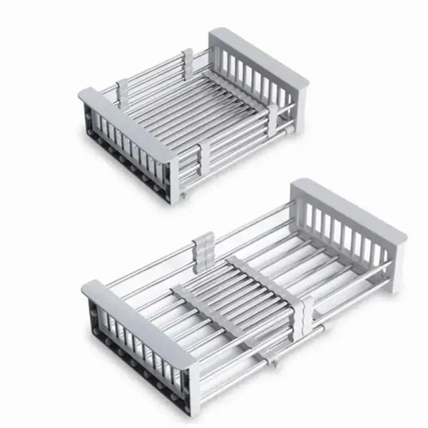 Adjustable Immersion Sink Dish Drying Rack With Stainless Steel Drain Basket - Portable And Retractable Space-Saving Fruit And Vegetable Solution(UPS/UPS logistics delivery supports self-pickup)