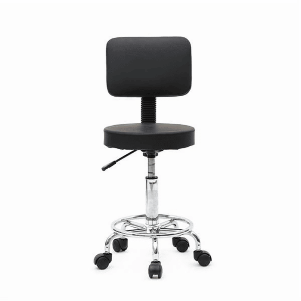 Adjustable Salon Stool with Back, 360 Swivel Round Beauty Stool, Height 19-25 Inch, Black (Shipment from Walmart)