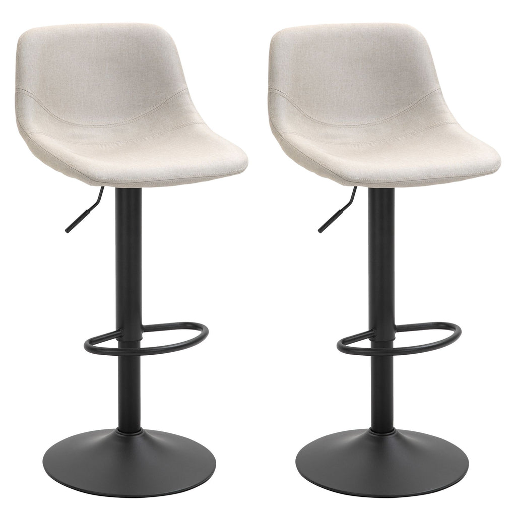 Adjustable Swivel Bar Stools Set of 2 Cream White Padded with Back Comfortable for Home Bar Kitchen Counter