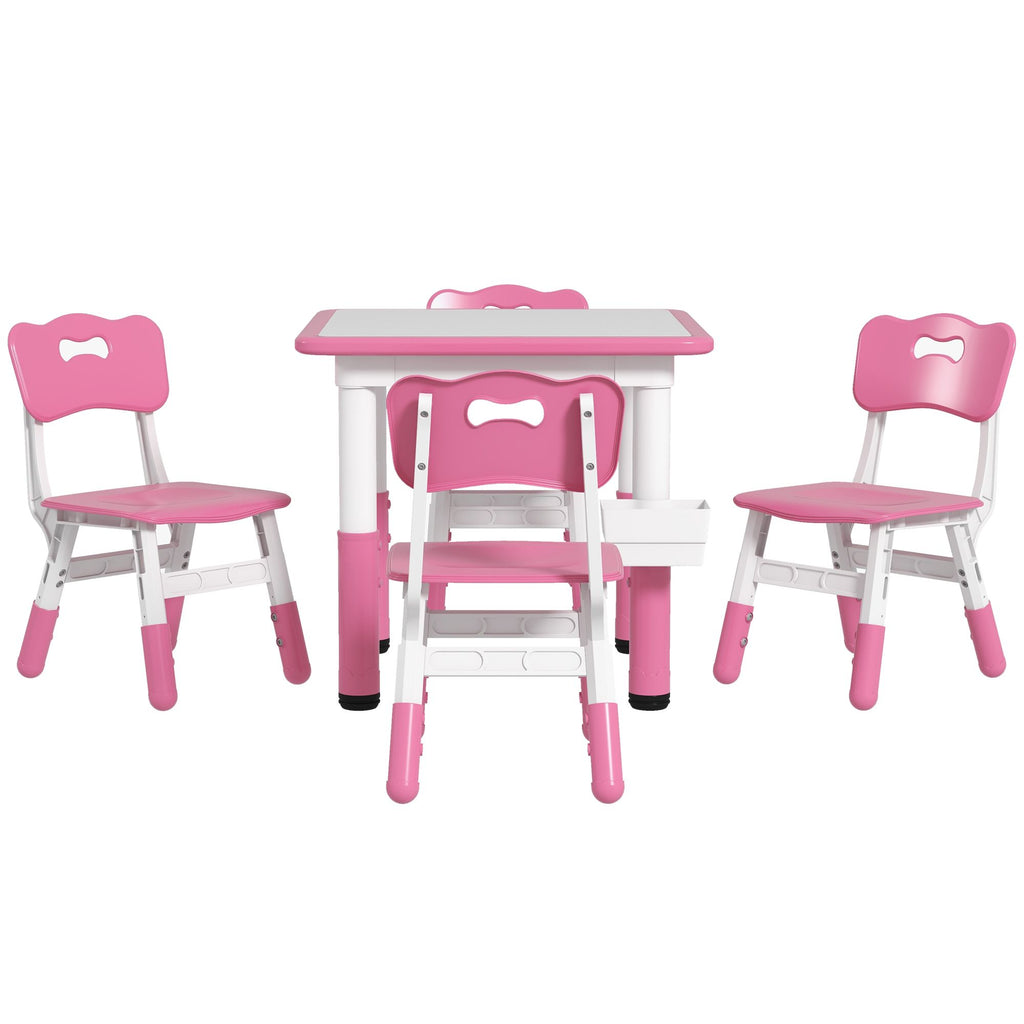 Adjustable Toddler Table and Chair Set, 5pc, Storage Box, Easy Clean, Pink, for Ages 18m-5y