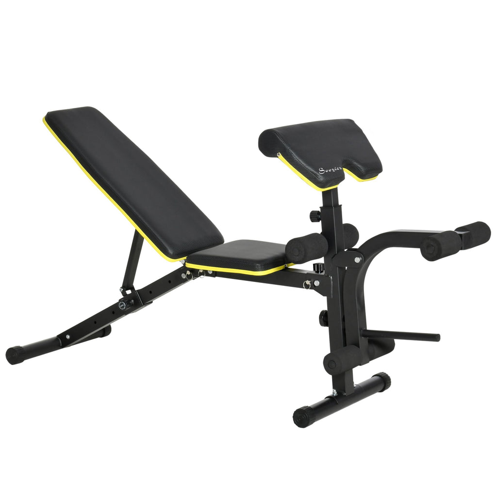 Adjustable Workout Bench with Leg Extension and Curl, Ergonomic Foam, Dumbbell Bench for Home, Comfortable Padding, Exercise Bench Home Gym Equipment, Bumble Bee Yellow