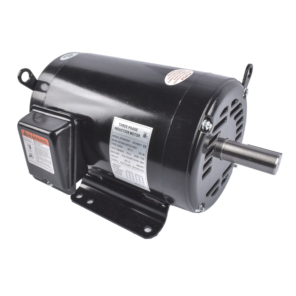 Air Compressor Motor Reversible 1750 RPM 5 HP 184 T Frame 3 Phase Fits for Model EM3218T (Black)