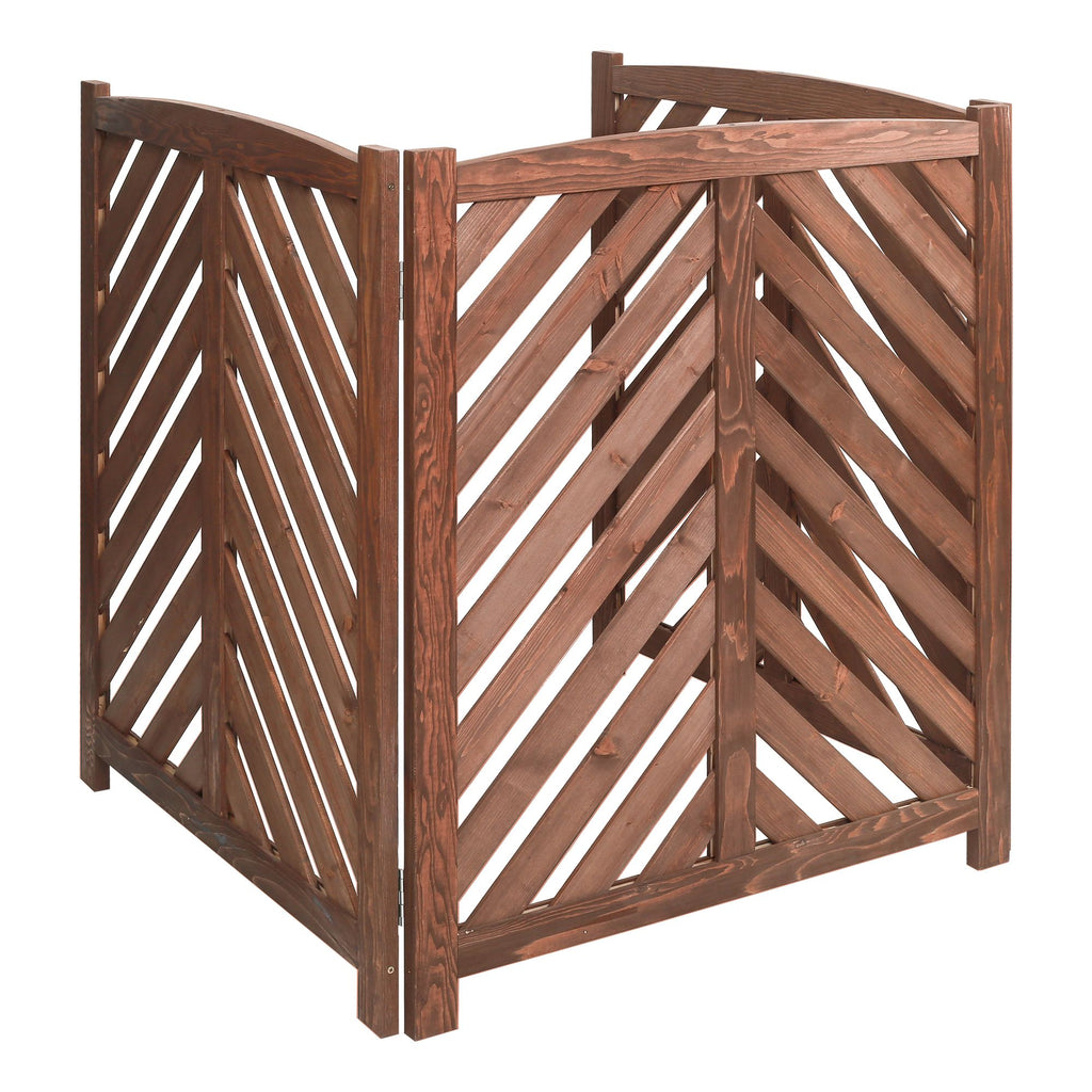 Air Conditioner Fence Screen Outside, Cedar Privacy Fence 3 Panels to Hide AC & Trash Enclosure, 33"W x 38"H