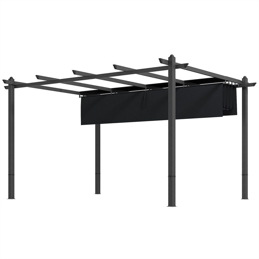 Aluminum Pergola: 10x13, Grey, Retractable Canopy for Sun Shade in Garden, Patio, or Backyard|