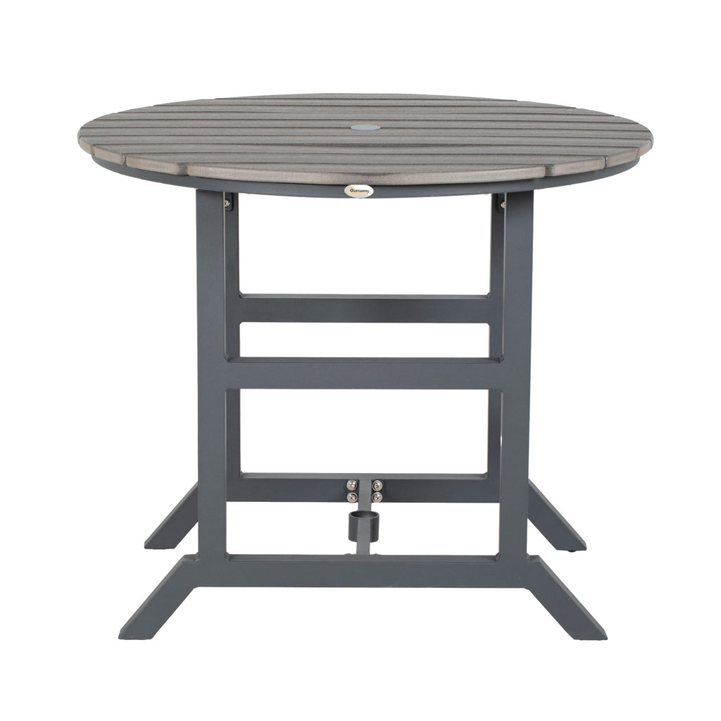 Aluminum Round Patio Dining Table Dark Gray with Umbrella Hole Outdoor for 4