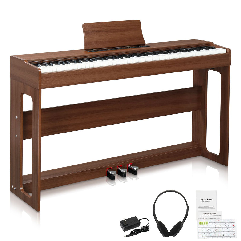 AM GDP-104 88 Keys Full Weighted Keyboards Digital Piano with Furniture Stand, Power Adapter, Triple Pedals, Headphone, for All Experience Levels Black WalnutSame Model Code: 08218226