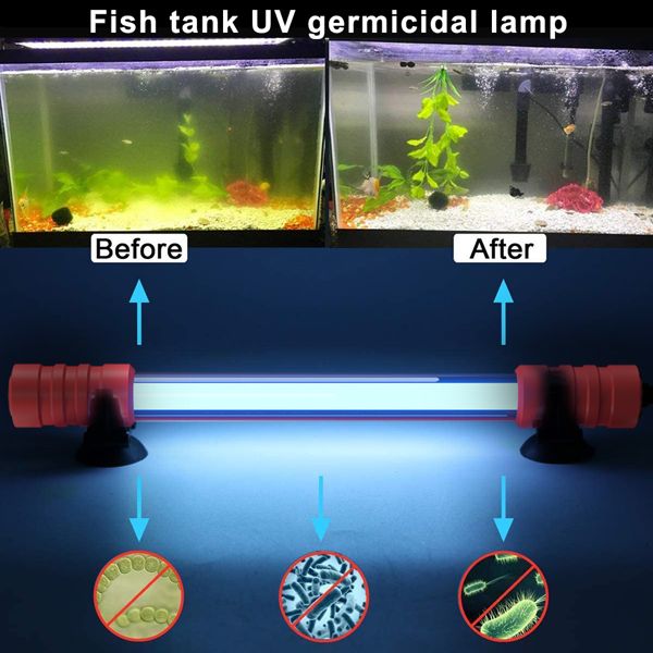Aquarium Fish Tank Germicidal UV Light Sterilizer Pond Submersible Clean Lamp US(tk/temu self-pickup orders)