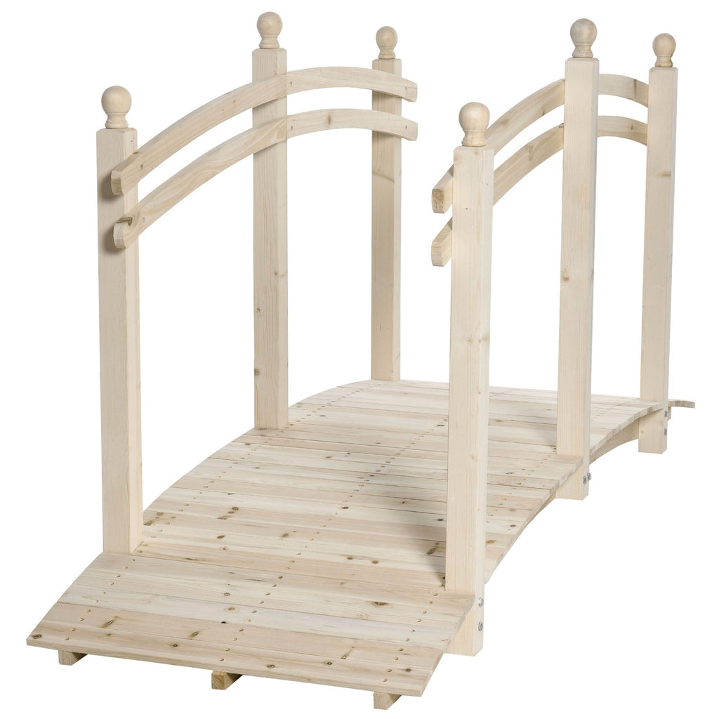 Arched Garden Passage: 7.5ft Fir Wood Bridge with Safety Rails for Backyards