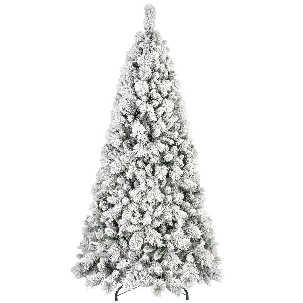 Artificial 4ft Flock Christmas Tree with 350PVC/Hard Needle Mixed Branch Tips,Hinged Premium & Foldable Base for Indoor Holiday Decorating