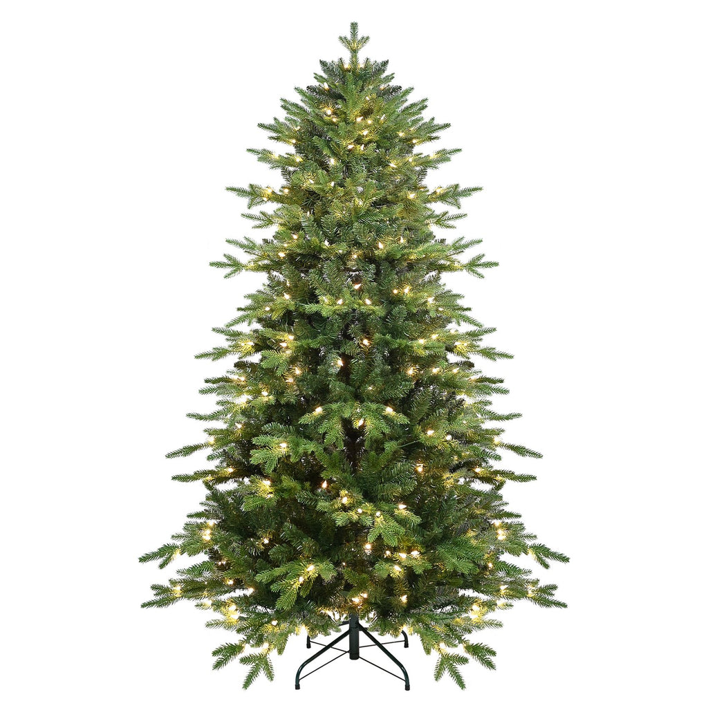 Artificial 4ft Green Christmas Tree with 1071 PE/PVC Mixed Branch Tips, 150L warm white led, Steel wire, Hinged Premium & Foldable Base for Indoor Holiday Decorating